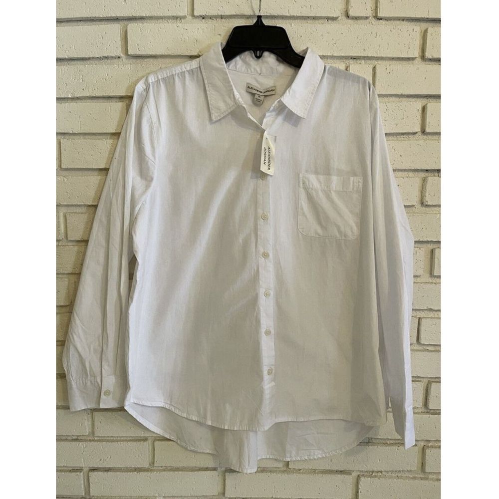 NEW Alexander Jordan Mens White Button Up Pocket Dress Shirt Size XL